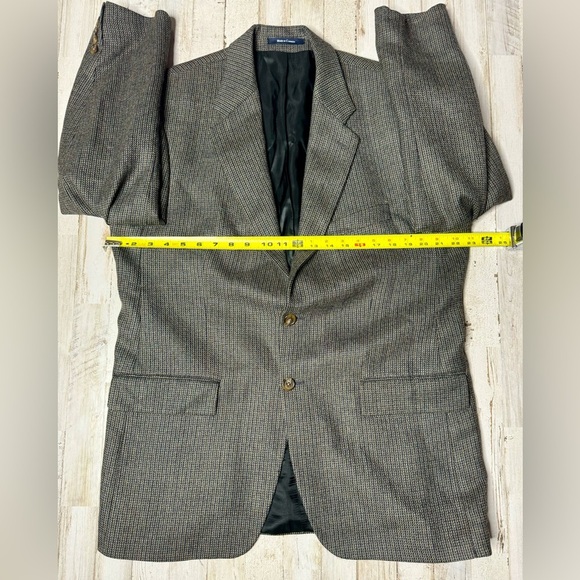 Vintage Ralph Ralph Lauren Blazer Jacket Men's 42R Gray Classic Houndstooth - Picture 4 of 11